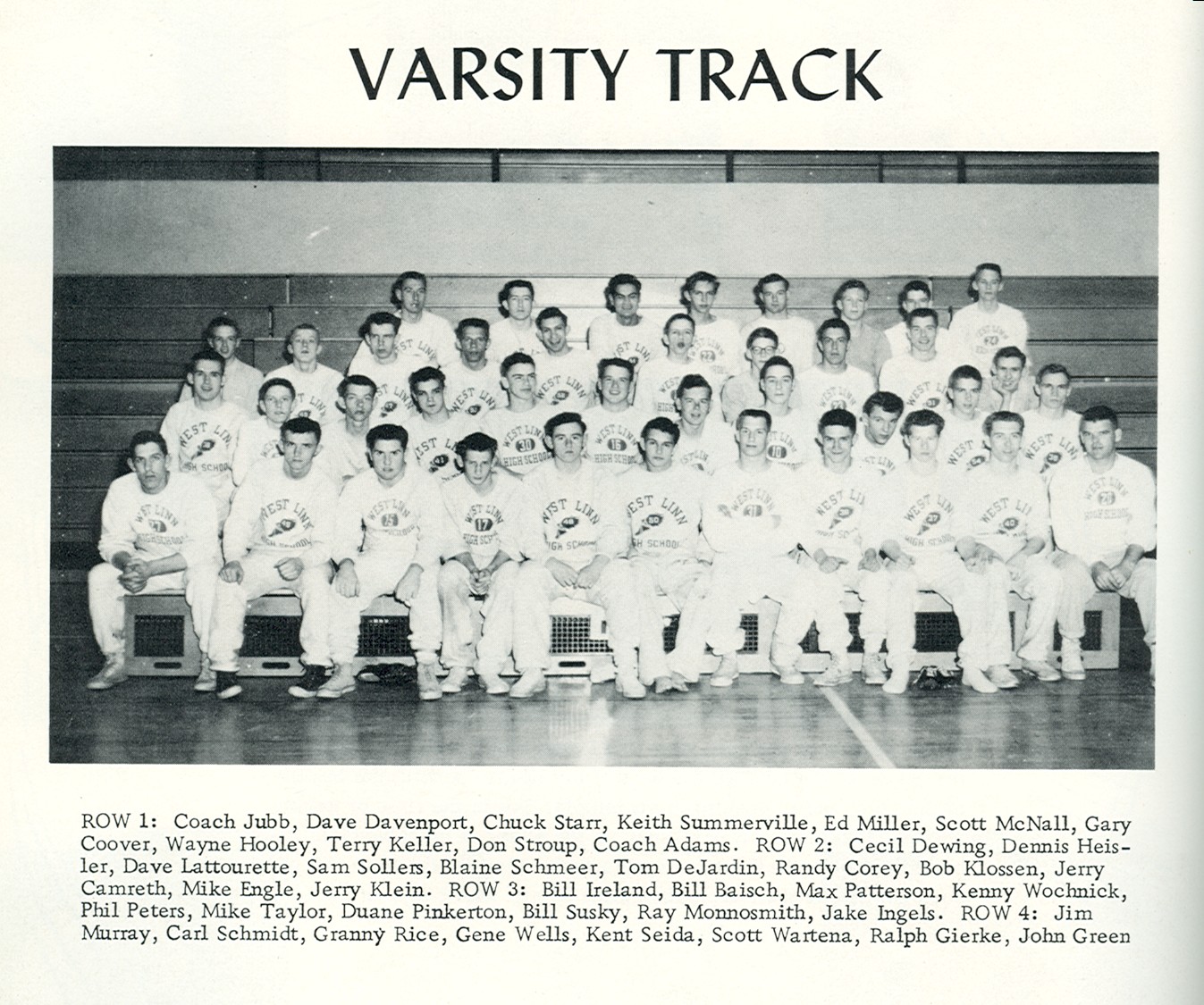 1957 varsity track team 